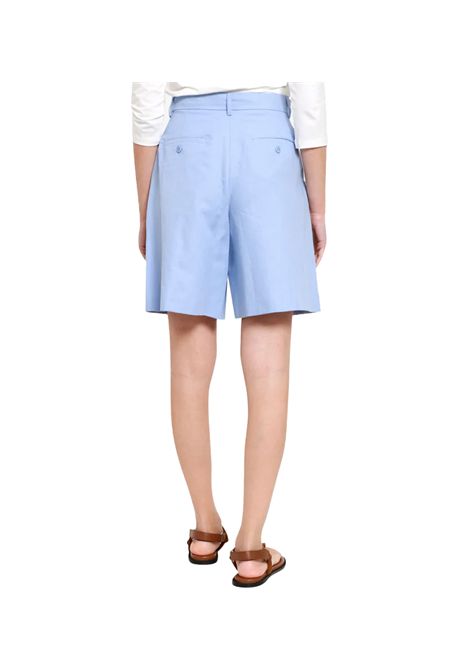 Bermuda Weekend donna Ecuba 2515141032600 Celeste cotone lino svasata pences passanti per cintura tasche a filetto zip patta gancetto WEEKEND | Bermuda | 251541032600018