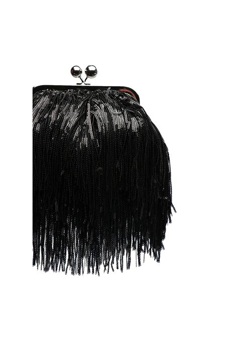 Pochette Weekend donna Flou 2515511104600 Nera frange paillettes tracolla argento clutch WEEKEND | Borse | 2515511104600001