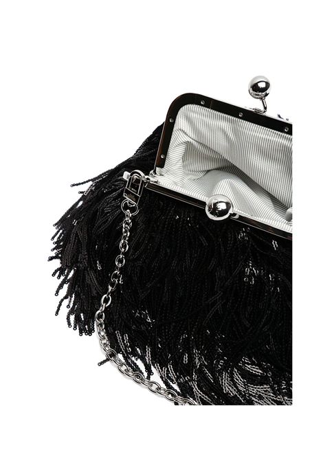 Pochette Weekend donna Flou 2515511104600 Nera frange paillettes tracolla argento clutch WEEKEND | Borse | 2515511104600001