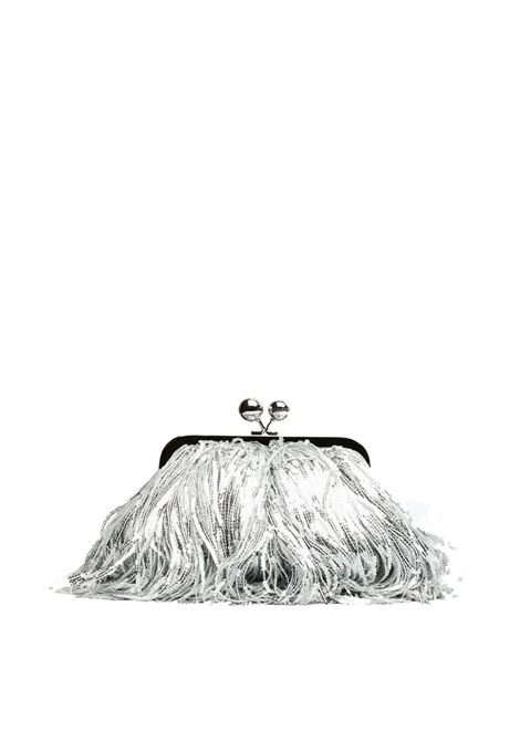 Pochette Weekend donna Flou 2515511104600 Argento poliliestere frange paillettes catena tracolla clutch WEEKEND | Borse | 2515511104600002