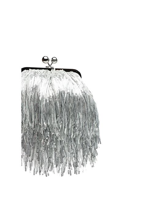 Pochette Weekend donna Flou 2515511104600 Argento poliliestere frange paillettes catena tracolla clutch WEEKEND | Borse | 2515511104600002