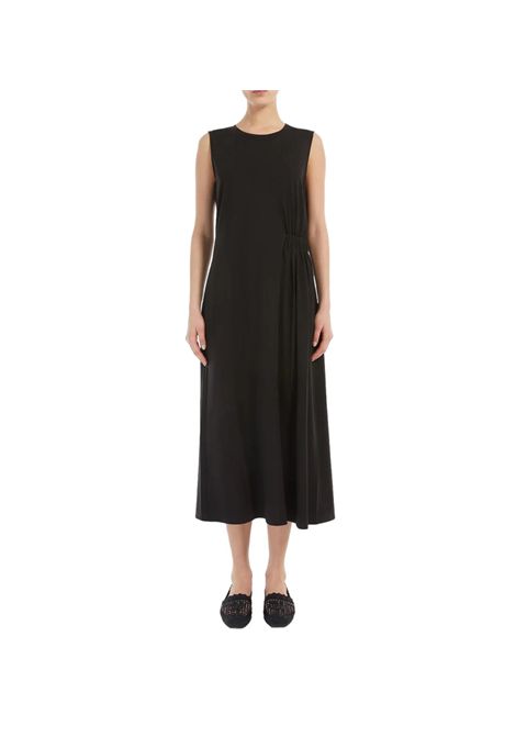 Abito Weekend donna Tenebre 2515621032600 Nero poliammide jersey scollo a giro spalline larghe drappeggio asimmetrico WEEKEND | Abiti | 2515621032600005