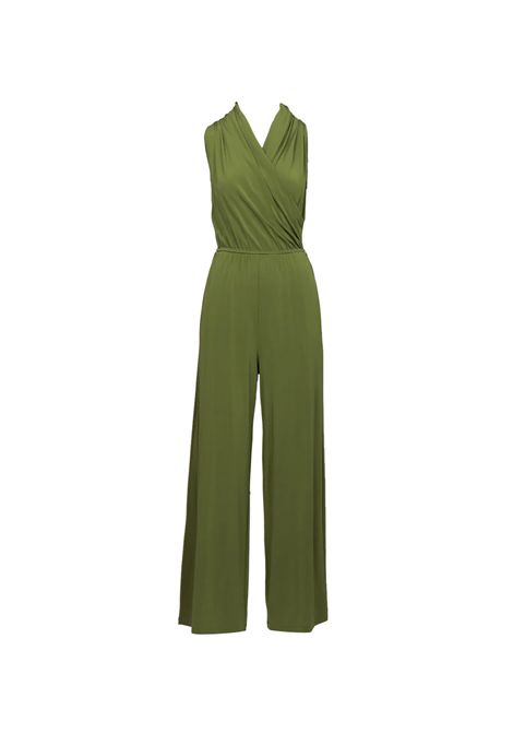 Tuta Weekend donna Genzana 2515641012600 Verde viscosa scollo a v smanicata gamba larga WEEKEND | Tute | 2515641012600001