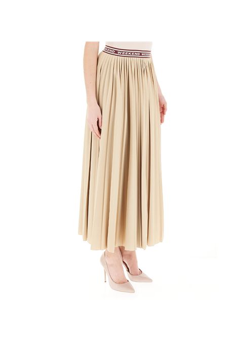 Gonna Weekend donna Bleu 2515771031600 Beige plissè jersey svasata elasticizzata WEEKEND | Gonne | 2515771031600005
