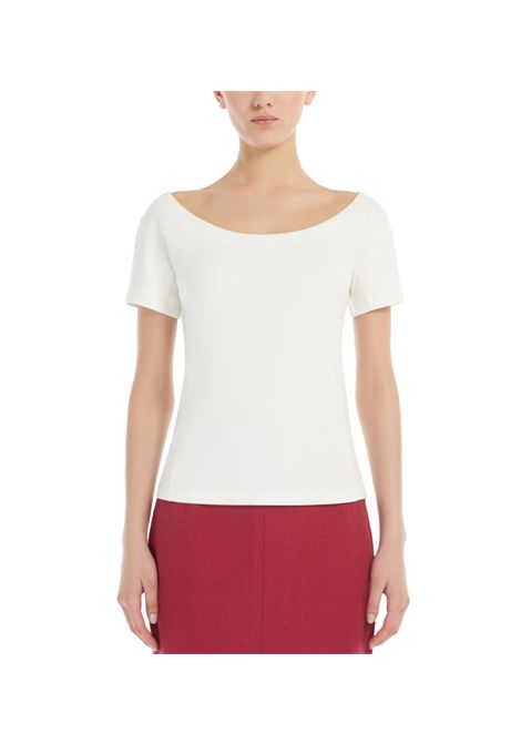 Top Weekend donna Virtus 2515941016600 Bianca cotone elastan jersey maniche corte scollo a barchetta WEEKEND | T-shirt | 2515941016600004