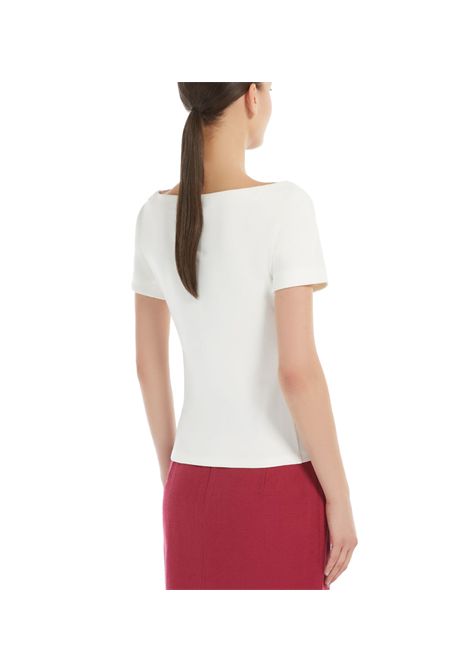 Top Weekend donna Virtus 2515941016600 Bianca cotone elastan jersey maniche corte scollo a barchetta WEEKEND | T-shirt | 2515941016600004