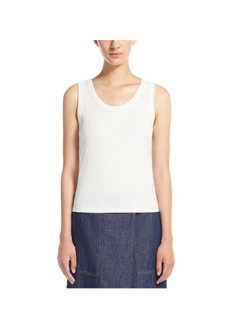 Top Weekend donna Multic 2515941022600 Bianco cotone scollo tondo spalline costine aderente WEEKEND | T-shirt | 2515941022600001
