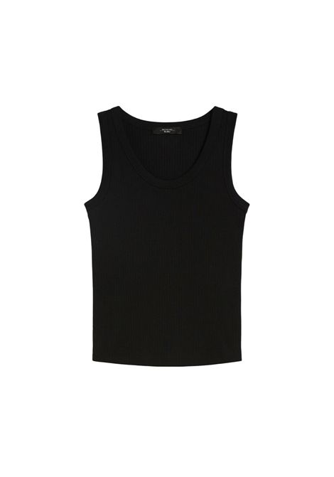 Top Weekend donna Multic 2515941022600 Nero cotone spalline scollo tondo costine aderente WEEKEND | T-shirt | 2515941022600007