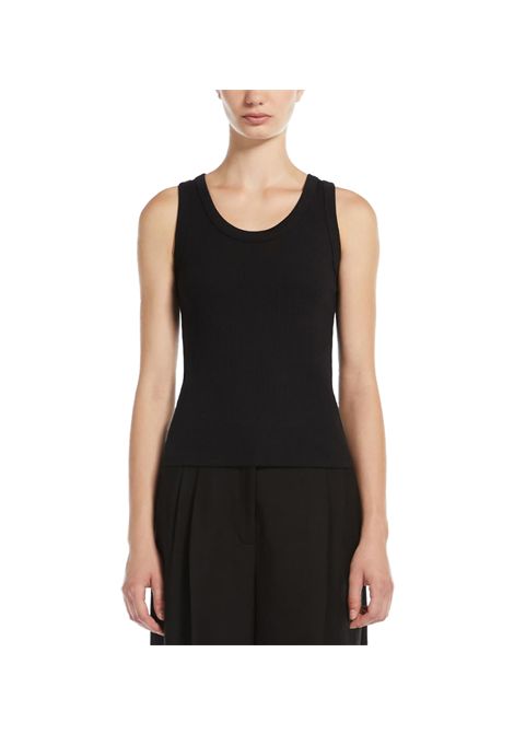 Top Weekend donna Multic 2515941022600 Nero cotone spalline scollo tondo costine aderente WEEKEND | T-shirt | 2515941022600007