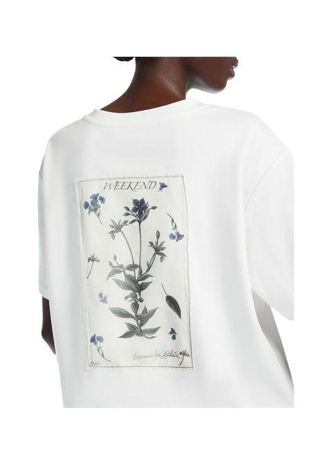 T-shirt Weekend donna Lecco 2515941052600 Bianca cotone scollo a giro maniche corte spacchi boxy grafiche ricami WEEKEND | T-shirt | 2515941052600001