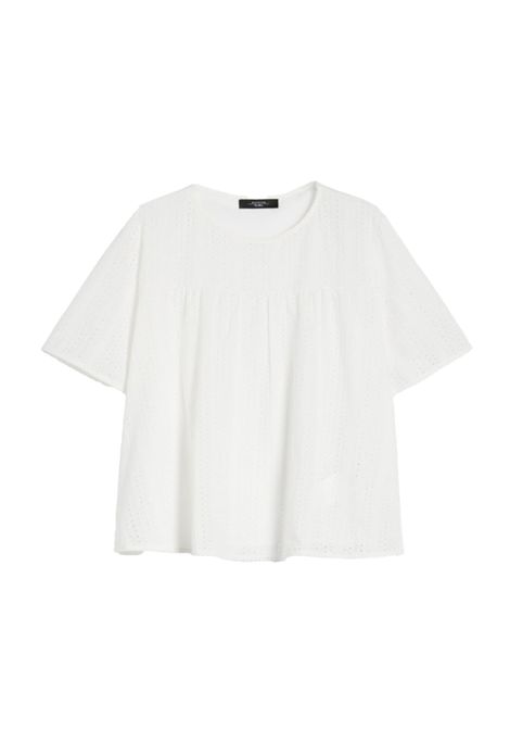 T-shirt Weekend donna Editta 2515941072600 Bianca cotone girocollo jersey boxy maniche corte arricciato WEEKEND | T-shirt | 2515941072600001