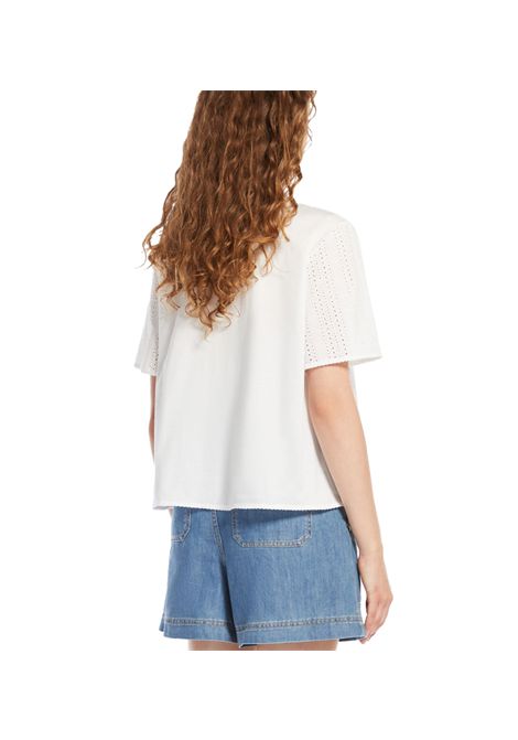 T-shirt Weekend donna Editta 2515941072600 Bianca cotone girocollo jersey boxy maniche corte arricciato WEEKEND | T-shirt | 2515941072600001