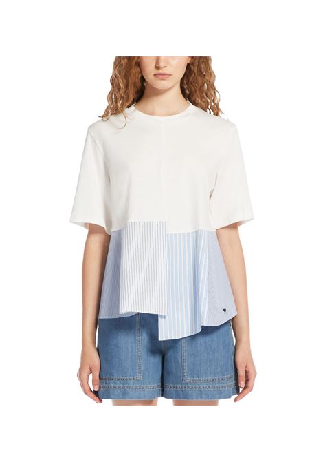 T-shirt Weekend donna Bird 2515941102600 Bianca cotone scollo a giro maniche corte righe pieghe WEEKEND | T-shirt | 25159411026001
