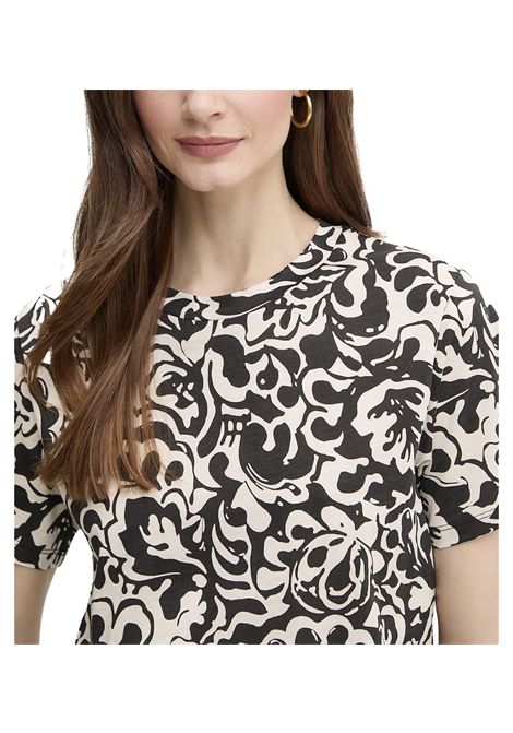 T-shirt Weekend donna Cadine 2515971012600 Nera cotone jersey fantasia manica corta scollo a giro WEEKEND | T-shirt | 2515971012600005