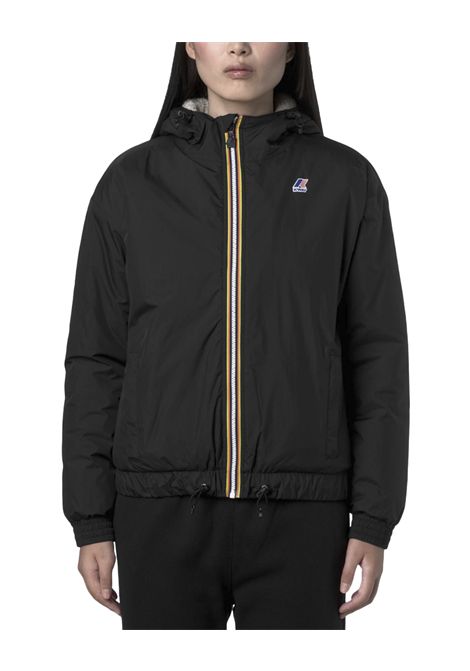 Giubbino K-WAY donna Le Vrai 4.0 Albine Orsetto W K2133FW Nero  giacca imbottita corta fodera effetto sherpa allimbottitura leggera in PrimaLoft guscio impermeabile in nylon ripstop K-WAY | Giubbini | K2133FWUSY