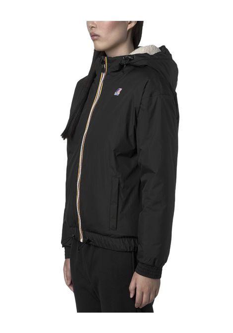 Giubbino K-WAY donna Le Vrai 4.0 Albine Orsetto W K2133FW Nero  giacca imbottita corta fodera effetto sherpa allimbottitura leggera in PrimaLoft guscio impermeabile in nylon ripstop K-WAY | Giubbini | K2133FWUSY