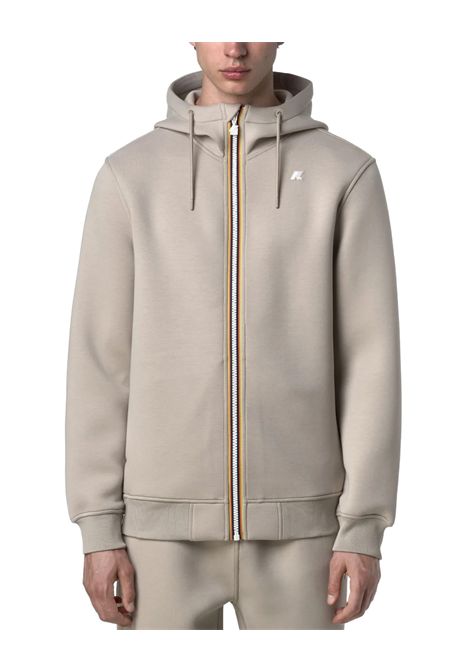 Felpa K-WAY uomo RAINER SPACER K2141DW Beige materiali tecnici scuba interlock spessorato  struttura spacer logo in silicone  K-WAY | Felpe | K2141DWXP2