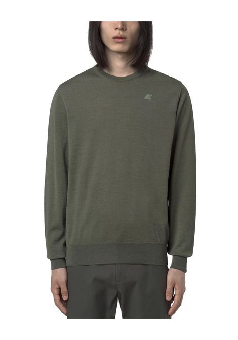 Maglione K-WAY uomo SEBASTIEN MERINO K2142EW Verde lana merino easy-care vestibilità regolare girocollo regular fit K-WAY | Maglioni | K2142EW189