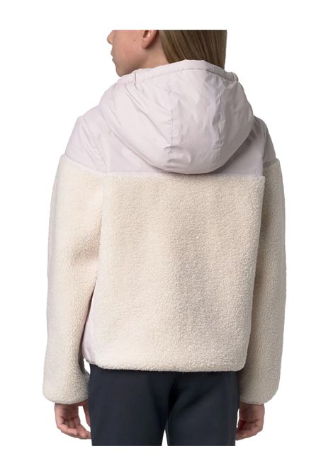 Felpa K-WAY bambina P.SAMSON 4.0 ORSETTO K21452W Rosa morbido tessuto effetto sherpa inserti in nylon ripstop riciclato cappuccio con bordo elasticizzato K-WAY | Felpe | K21452WB0C
