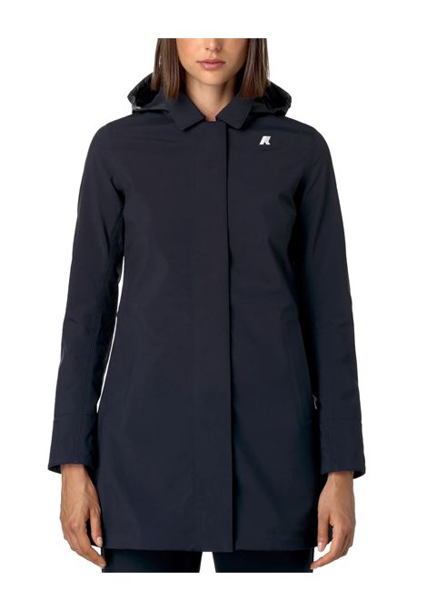 Giubbino K-WAY donna MATHY BONDED K2148BW Blu l'evoluzione del classico trench  innovativo tessuto a 3 strati slim fit K-WAY | K2148BWA2B