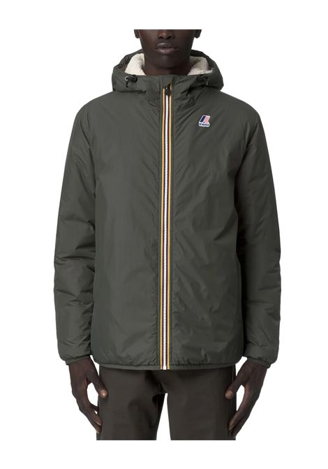 Giubbino K-WAY uomo LE VRAI 4.0 CLAUDE ORSETTO K21515W Verde giacca impermeabile nylon ripstop riciclato con finitura impermeabile antivento e traspirante imbottitura leggera in ovatta K-WAY | Giubbini | K21515WWMR