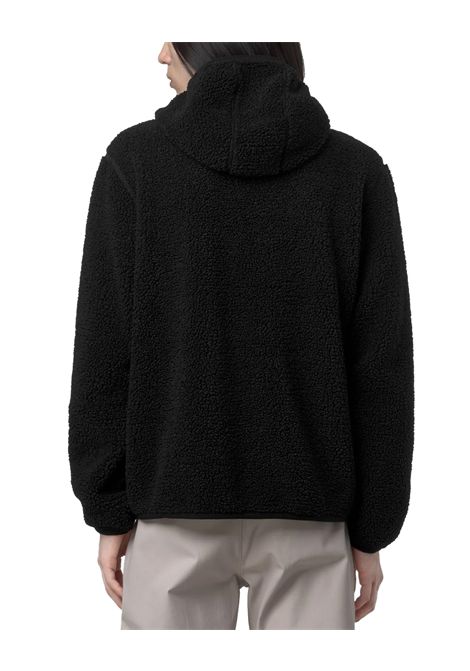 Felpa K-WAY uomo JACK SHERPA POLAR REVERSIBLE K3132NW Nera vestibilità regolare tasche interne e esterne cappuccio con nastro elastico giacca in pile reversibile K-WAY | Felpe | K3132NWAVSA