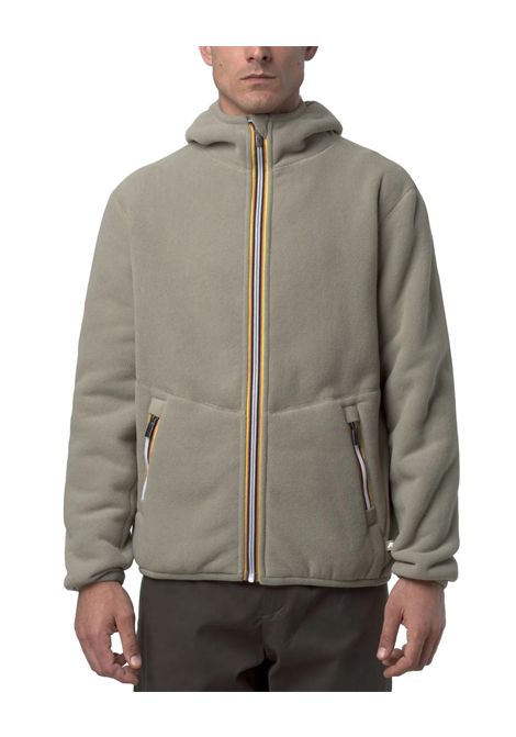 Felpa K-WAY uomo JACK SHERPA POLAR REVERSIBLE K3132NW Beige vestibilità regolare cappuccio con nastro elastico chiusura con zip K-WAY | Felpe | K3132NWB35