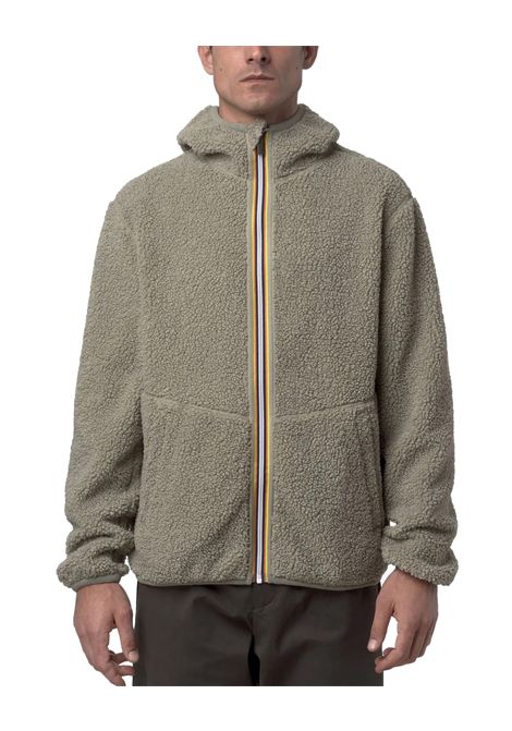 Felpa K-WAY uomo JACK SHERPA POLAR REVERSIBLE K3132NW Beige vestibilità regolare cappuccio con nastro elastico chiusura con zip K-WAY | Felpe | K3132NWB35
