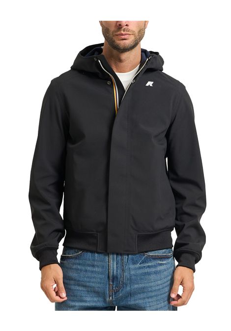 Giubbino K-WAY uomo Joachim Bonded K3135KW Nero vestibilità slim fit tasche polsini elasticizzati logo in silicone sul petto chiusura full zip K-WAY | Giubbini | K3135KWA3C