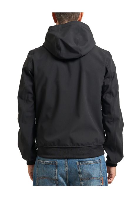 Giubbino K-WAY uomo Joachim Bonded K3135KW Nero vestibilità slim fit tasche polsini elasticizzati logo in silicone sul petto chiusura full zip K-WAY | Giubbini | K3135KWA3C