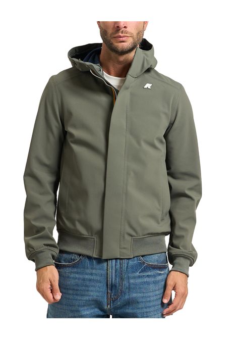 Giubbino K-WAY uomo Joachim Bonded K3135KW Verde vestibilità slim fit tasche polsini elasticizzati logo in silicone sul petto chiusura full zip K-WAY | Giubbini | K3135KWAF0