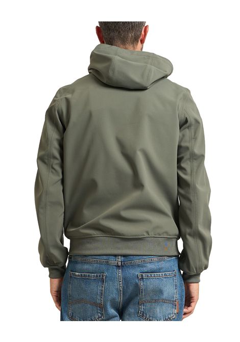 Giubbino K-WAY uomo Joachim Bonded K3135KW Verde vestibilità slim fit tasche polsini elasticizzati logo in silicone sul petto chiusura full zip K-WAY | Giubbini | K3135KWAF0