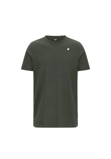 T-shirt K-WAY uomo K3136RW Verde vestibilità regular fit girocollo silhouette clean logo discreto sul petto K-WAY | T-shirt | K3136RWWMR