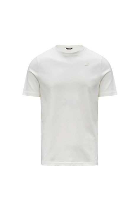 T-shirt K-WAY uomo K3136RW Bianca vestibilità regular fit girocollo silhouette clean logo discreto sul petto K-WAY | T-shirt | K3136RWX42