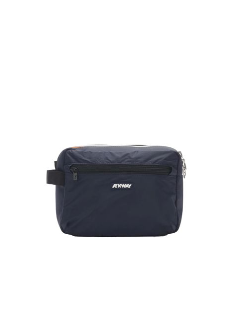 Pochette K-WAY unisex DEMU K4127TW Blu beauty case  ripstop impermeabile logo in silicone bianco  K-WAY | Pochette | K4127TWK89