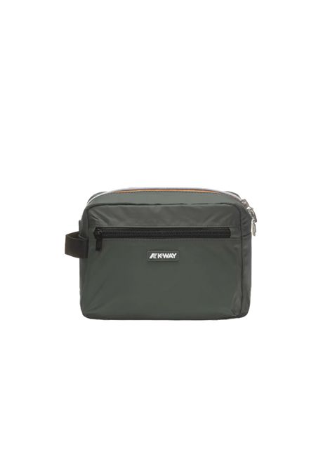 Pochette K-WAY unisex DEMU K4127TW Verde beauty case unisex ripstop impermeabile logo in silicone bianco  K-WAY | Pochette | K4127TWWMR