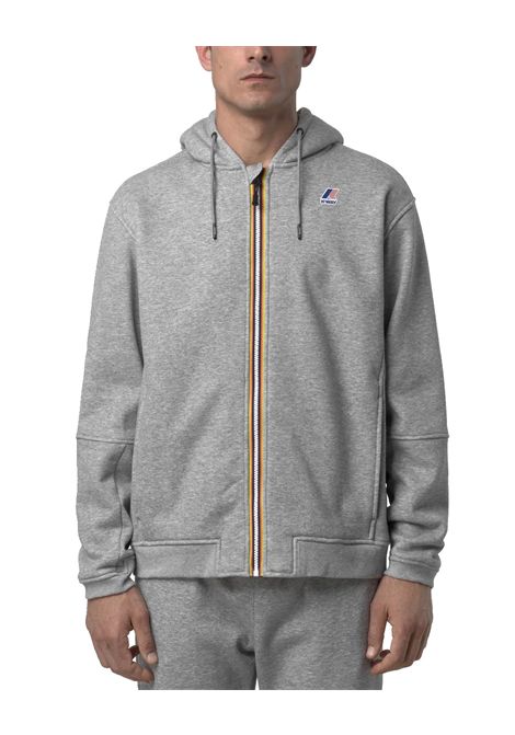 Felpa K-WAY uomo PROSPER BRUSHED PC K4147LW Grigio misto cotone poliestere chiusura a zip integrale cappuccio regolabile tasche logo K-WAY | Felpe | K4147LWAH1