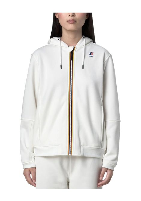 Felpa K-WAY donna PROSPER BRUSHED PC K4147LW Bianco misto cotone poliestere chiusura a zip integrale cappuccio regolabile tasche logo K-WAY | Felpe | K4147LWX42