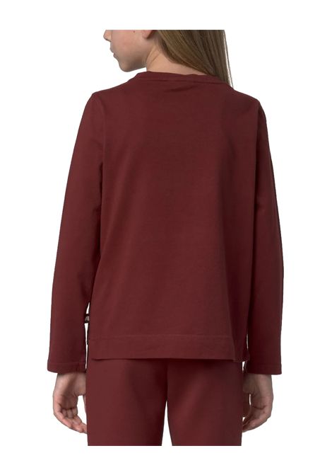 Maglia K-WAY P. ELMERINE SHINY LETTERING PEACH bambina K5122TW bordeaux cotone peach-touch lettering ricamato con filo metallico K-WAY | Maglie | K5122TWWNN