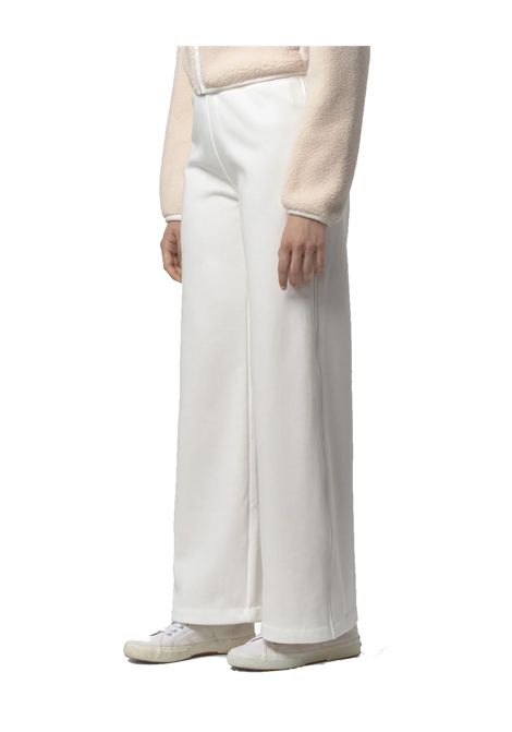 Pantalone K-WAY LOYRE BRUSHED PC donna K51338W Bianco misto cotone poliestere taglio ampio gamba palazzo vita elesticizzata K-WAY | Pantaloni | K51338WX42