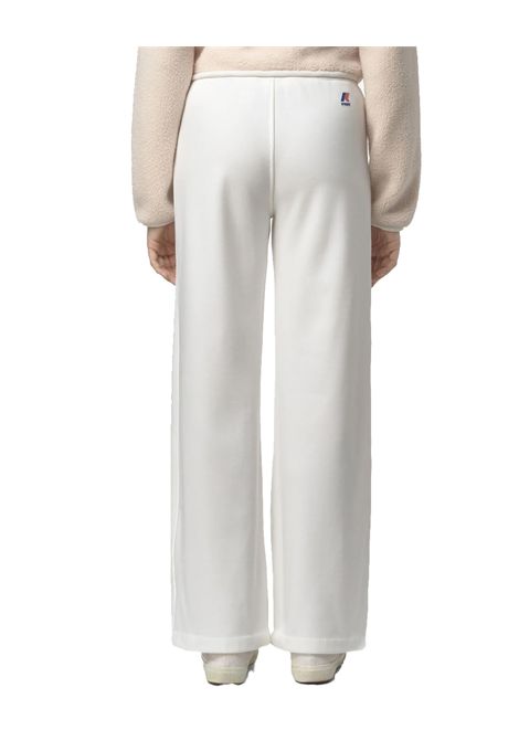 Pantalone K-WAY LOYRE BRUSHED PC donna K51338W Bianco misto cotone poliestere taglio ampio gamba palazzo vita elesticizzata K-WAY | Pantaloni | K51338WX42