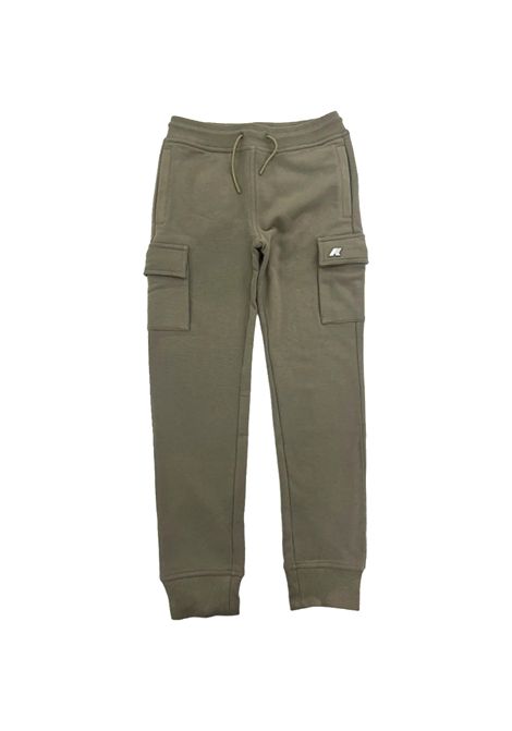 Pantalone K-WAY P. Mick fleece Peach bambino K51349W Verde vita elastica regolabile con coulisse felpa garzata finitura peach-touch vestibilità regolare K-WAY | Pantalone | K51349W633