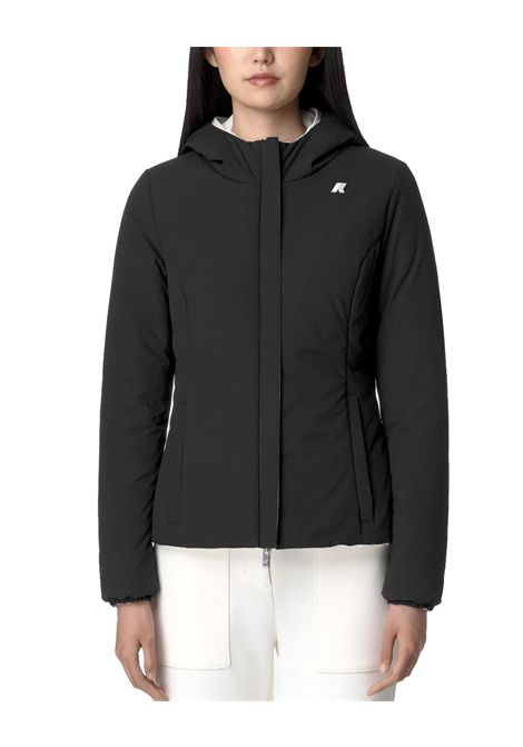 Giubbino K-WAY donna LILY ST WARM REVERSIBLE K6128TW Bianco/Nero design reversibile un lato poliestere elasticizzato impermeabile  traspirante un lato antivento imbottitura ovatta cuciture termonastrate K-WAY | Giubbini | K6128TWALF