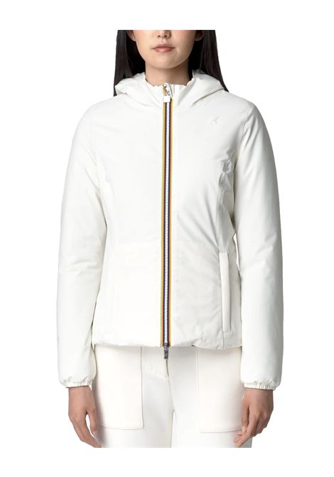 Giubbino K-WAY donna LILY ST WARM REVERSIBLE K6128TW Bianco/Nero design reversibile un lato poliestere elasticizzato impermeabile  traspirante un lato antivento imbottitura ovatta cuciture termonastrate K-WAY | Giubbini | K6128TWALF