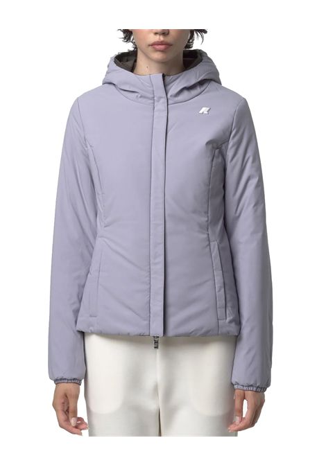 Giubbino K-WAY donna LILY ST WARM REVERSIBLE K6128TW Marrone/Lilla design reversibile un lato poliestere elasticizzato impermeabile  traspirante un lato antivento imbottitura ovatta cuciture termonastrate K-WAY | Giubbini | K6128TWB3Q