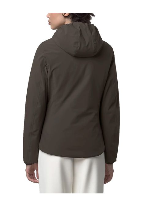 Giubbino K-WAY donna LILY ST WARM REVERSIBLE K6128TW Marrone/Lilla design reversibile un lato poliestere elasticizzato impermeabile  traspirante un lato antivento imbottitura ovatta cuciture termonastrate K-WAY | Giubbini | K6128TWB3Q