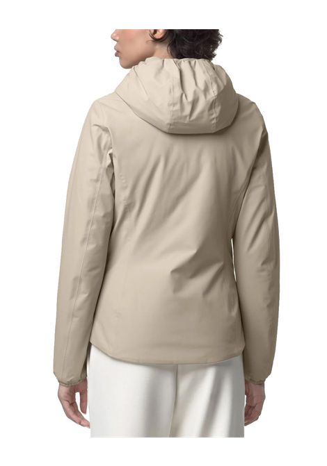 Giubbino K-WAY donna LILY ST WARM REVERSIBLE K6128TW Beige/Bianco design reversibile un lato poliestere elasticizzato impermeabile  traspirante un lato antivento imbottitura ovatta cuciture termonastrate K-WAY | Giubbini | K6128TWBBA