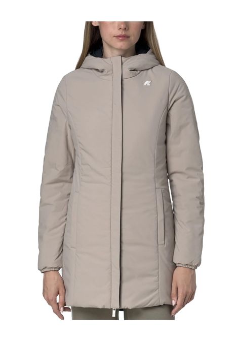 Giubbino K-WAY donna DENISE ST WARM REVERSIBLE K6128UW Blu/Beige slim logo design reversibile polsi elastici cappuccio regolabile zip tasche K-WAY | Giubbini | K6128UWBBC