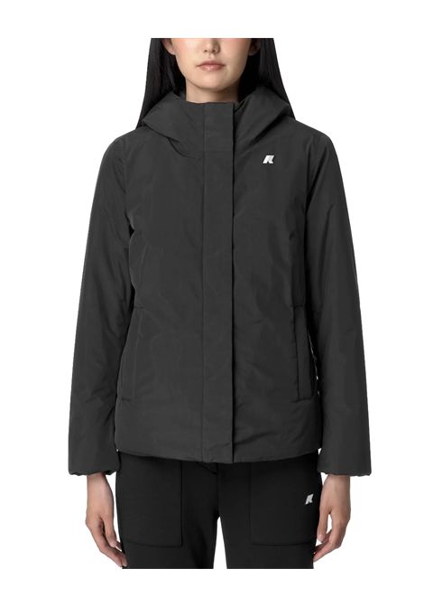 Giubbino K-WAY donna LIL SOFT TOUCH MARMOTTA K71324W Nero soft touch tecnico cappuccio fisso regolabile con coulissezip doppio cursore con pattina antivento fondo regolabile K-WAY | K71324WAL8