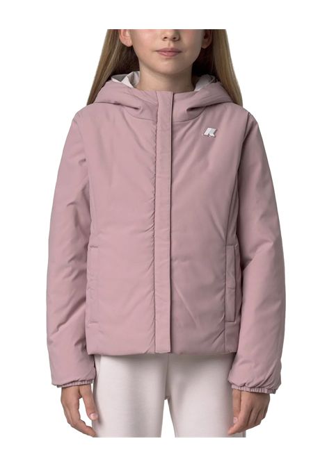 Giubbino K-WAY bambina P.LILY ST WARM REVERSIBLE K71339W Rosa/Cipria vestibilità regular fit cappuccio regolabile zip frontale polsi elastici tasche design reersibile K-WAY | Giubbini | K71339WB2K